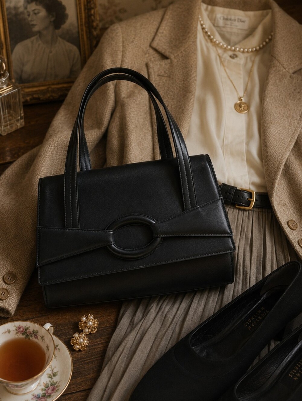Classic Black Leather Top-Handle Bag - Elegant Everyday Tote